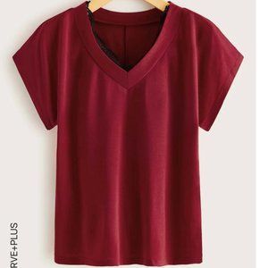 V-neck Lace Trim Tee